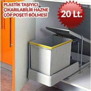 81550 Raylı Dolap Içi Çöp Kovası Gri 20 Lt