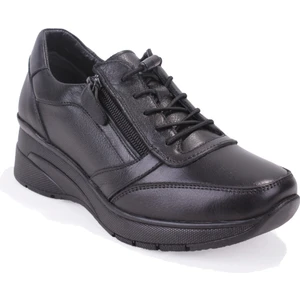 DZA07-1309045 Siyah Ortopedik Günlük Deri Kadın Ayakkabı