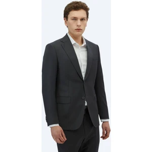 Antrasit Düz Modern Fit Yün Karışımlı Takım Elbise