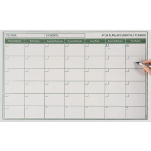 Aylık Plan Çizelgesi 56 x 85 cm Duvarda İz Bırakmaz Kullanım Kolaylığı