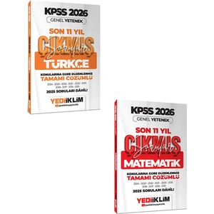 Yediiklim 2026 Kpss Gy Lisans Türkçe ve Matematik Konularına Göre Tamamı Çözümlü Son 11 Yıl Çıkmış Sorular Seti