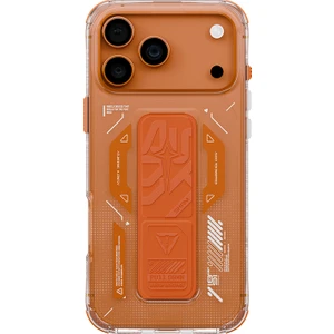 iPhone 17 Pro Kılıf M-Safe Uyumlu Teknoloji Desenli Skinarma Helio Mag Charge Standlı Kapak Turuncu