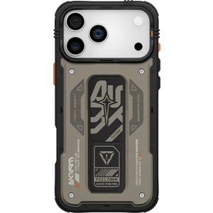 iPhone 17 Pro Max Uyumlu Kılıf Desenli Airbag Tasarımlı Standlı Skinarma Aegis Kapak Gri