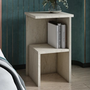 İnarch Dizayn Roisin Modern Çok Amaçlı Komodin & Yan Sehpa - Traverten Desen