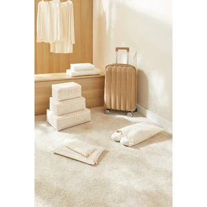 Ocean Home Textile 6'lı Yıkanabilir Bej Dama Desen Pamuklu Bavul Içi Düzenleyici Set