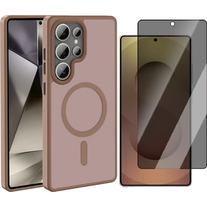 Galaxy S25 Ultra Kılıf Magsafe Şarj Özellikli Mat Arka Yüzey Zore Sio Kapak+ Parmak İzi Okumalı Privacy Hayalet Ekran Koruyucu