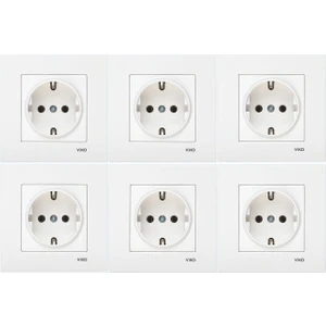 VİKO KARRE BEYAZ  TOPRAKLI PRİZ (6 ADET)