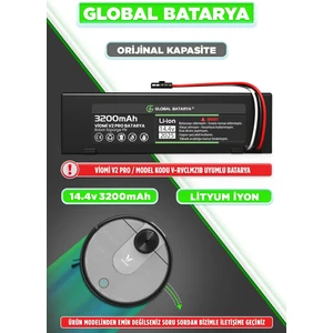 Global Batarya Viomi V2 Pro Uyumlu Akıllı Robot Süpürge Bataryası 14.4V 3200mAh Li-ion Pil (Orijinal Kapasite)