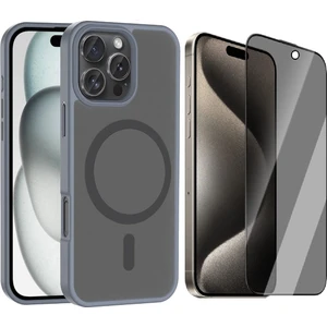 iPhone 16 Pro Kılıf M-safe Şarj Özellikli Mat Arka Yüzey Zore Sio Kapak + Hayalet Ekran Koruyucu