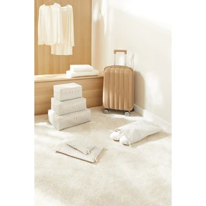 Ocean Home Textile 6'lı Yıkanabilir Gri Dama Desen Pamuklu Bavul Içi Düzenleyici Set