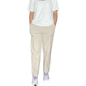 %100 Pamuk, Keten Kumaştan Beli Lastikli ve Bağcıklı Kadın Pantolon(Solma ve Çekme Yapmaz)