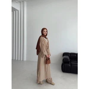 Kadın Yırtmaçlı Gofre Tesettür Tunik Pantolon Ikili Alt Üst Takım