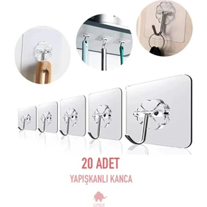 Kendinden Yapışkanlı Güçlü Şeffaf Askılık Kapı Arkası Mutfak Duvar Banyo Askı