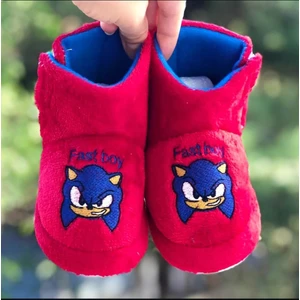 Cırtlı  Sonic Çocuk Panduf Kaydırmaz Taban Hızlı Çocuk Figürlü Terletmez Üşütmez Anaokulu Kreş Ev Pandufu