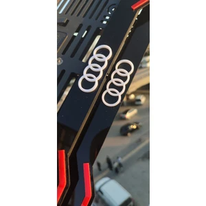 Audi Model Uyumlu Kırmızı Çizgili Piona Black Pleksi Takmatik Plakalık