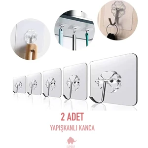 Kendinden Yapışkanlı Güçlü Şeffaf Askılık Kapı Arkası Mutfak Duvar Banyo Askı