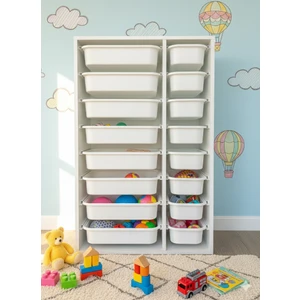 16 Çekmeceli Çok Amaçlı Oyuncak Dolabı ve Saklama Ünitesi – Çocuk Odası Düzenleyici Etiket Hediyeli