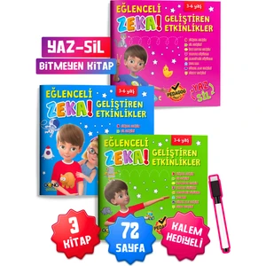 Eğlenceli Zeka Geliştiren Etkinlikler Yaz-Sil Bitmeyen Kitap Seti 3-6 Yaş Çocuklar Için