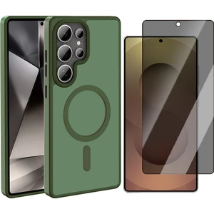 Samsung Galaxy S25 Ultra Kılıf M-safe Şarj Özellikli Mat Arka Yüzey Zore Sio Kapak + Hayalet Cam Ekran Koruyucu