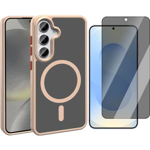 Samsung Galaxy S25 Kılıf M-safe Şarj Özellikli Mat Arka Yüzey Zore Sio Kapak + Hayalet Ekran Koruyucu