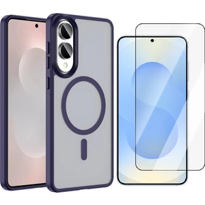 Galaxy S25 Edge Kılıf M-safe Şarj Özellikli Mat Arka Yüzey Zore Sio Kapak + Temperli Cam Ekran Koruyucu