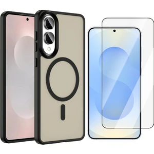 Galaxy S25 Edge Kılıf M-safe Şarj Özellikli Mat Arka Yüzey Zore Sio Kapak + Temperli Cam Ekran Koruyucu