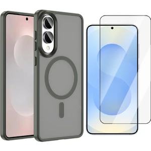 Galaxy S25 Edge Kılıf M-safe Şarj Özellikli Mat Arka Yüzey Zore Sio Kapak + Temperli Cam Ekran Koruyucu