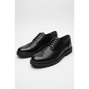 %100 Hakiki Deri Siyah Günlük Rahat Klasik Erkek Ayakkabı LUASS27AL0045