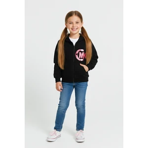 Kapüşonlu Kız Çocuk Kalın Fermuarlı Sweatshirt - 60705