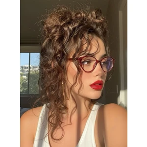 Tokyo Bordo Cat Eye Hafif Ince Popüler Mavi Işık Korumalı Cam Takılabilen Gözlük