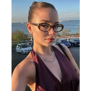 Leon Cat Eye Klasik Retro Leopar Popüler Mavi Işık Korumali Blue Block Şeffaf Gözlük