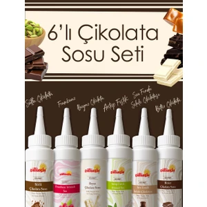 6'lı Çikolata Sosu Seti - Waffle& Krep& Pankek& Tatlı& Dondurma& Kruvasan& San Sebastian Sos - 6*300 Gr