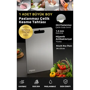 1 Adet 304 Paslanmaz Çelik Kesme Tahtası Et Sebze Doğrama Tahtası