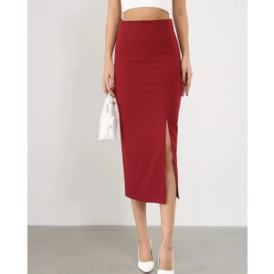 Kadın Yırtmaç Detaylı Midi Boy Kalem Etek