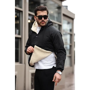 Kanguru Cepli Içi Kürklü Erkek Siyah Mont