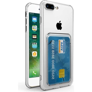 iPhone 8 Plus Kılıf Kartlıklı Şeffaf Ata Setra Clear Silikon Kapak-Renksiz