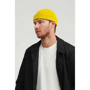 Erkek Sarı Premium Kısa Rolled Bere Şapka