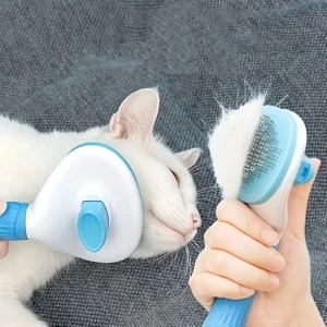 Otomatik Temizlenen Tuşlu Basmalı Telli Kedi Köpek Için Tüy Toplama Tarama Bakım Fırçası Pet Brush