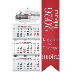 Sticker Art 2026 Küçük Boy Gemici Denizci Duvar Takvimi 27,5 x 65 cm