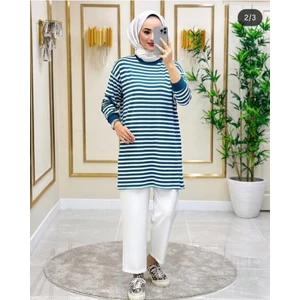Çizgili Penye Tunik