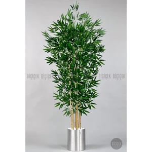 Yapay Bambu Ağacı  180CM Metal Saksıda Yoğun Yapraklı 7 Dallı