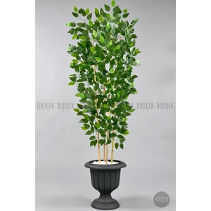 Yapay Benjamin Ağacı 170CM Yoğun Yapraklı Bambu Gövdeli Antrasit Renk Nergis Saksıda
