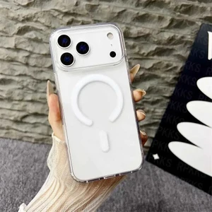 iPhone 17 Promax ile Uyumlu MagSafe Kablosuz Şarj Destekli Manyetik Darbeye Dayanıklı Şeffaf Silikon Kılıf