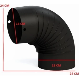 Soba Mat Siyah Emaye Soba Borusu A Dirseği-Çap: 13 cm