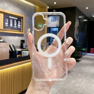 iPhone 17 ile Uyumlu MagSafe Kablosuz Şarj Destekli Manyetik Darbeye Dayanıklı Şeffaf Silikon Kılıf