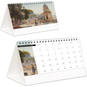 2026 Filistin Piramit Masa Takvimi Masaüstü Takvim 21X17 cm