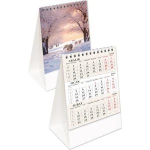 2026 Mevsimler Piramit Masa Takvimi Dikey Masaüstü Takvim 21X17 cm