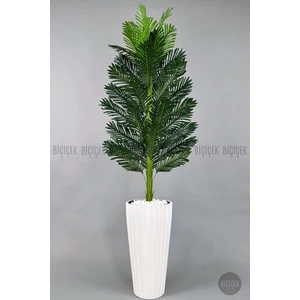 Yapay Areka Ağacı  Büyük Boy Palmiye Ağacı Dekoratif Kumsal Bej Renk Saksıda