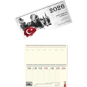 2026 Atatürk Haftalık Masa Takvimi Masa Sümeni Büyük Boy 33X16 cm