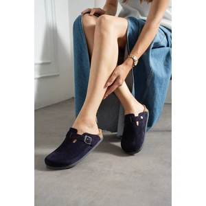 Oslo Hakiki Deri Mantar Taban Ortopedik Unisex Terlik